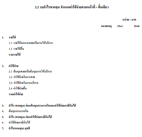 งบกำไรขาดทุน